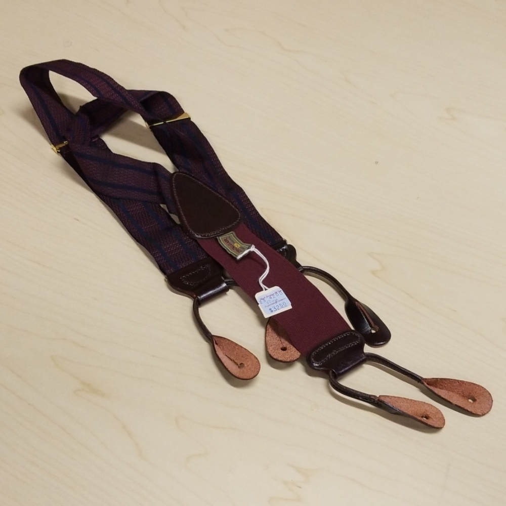 Trafalgar Silk Braces Burgundy Blue Barcelona NWT